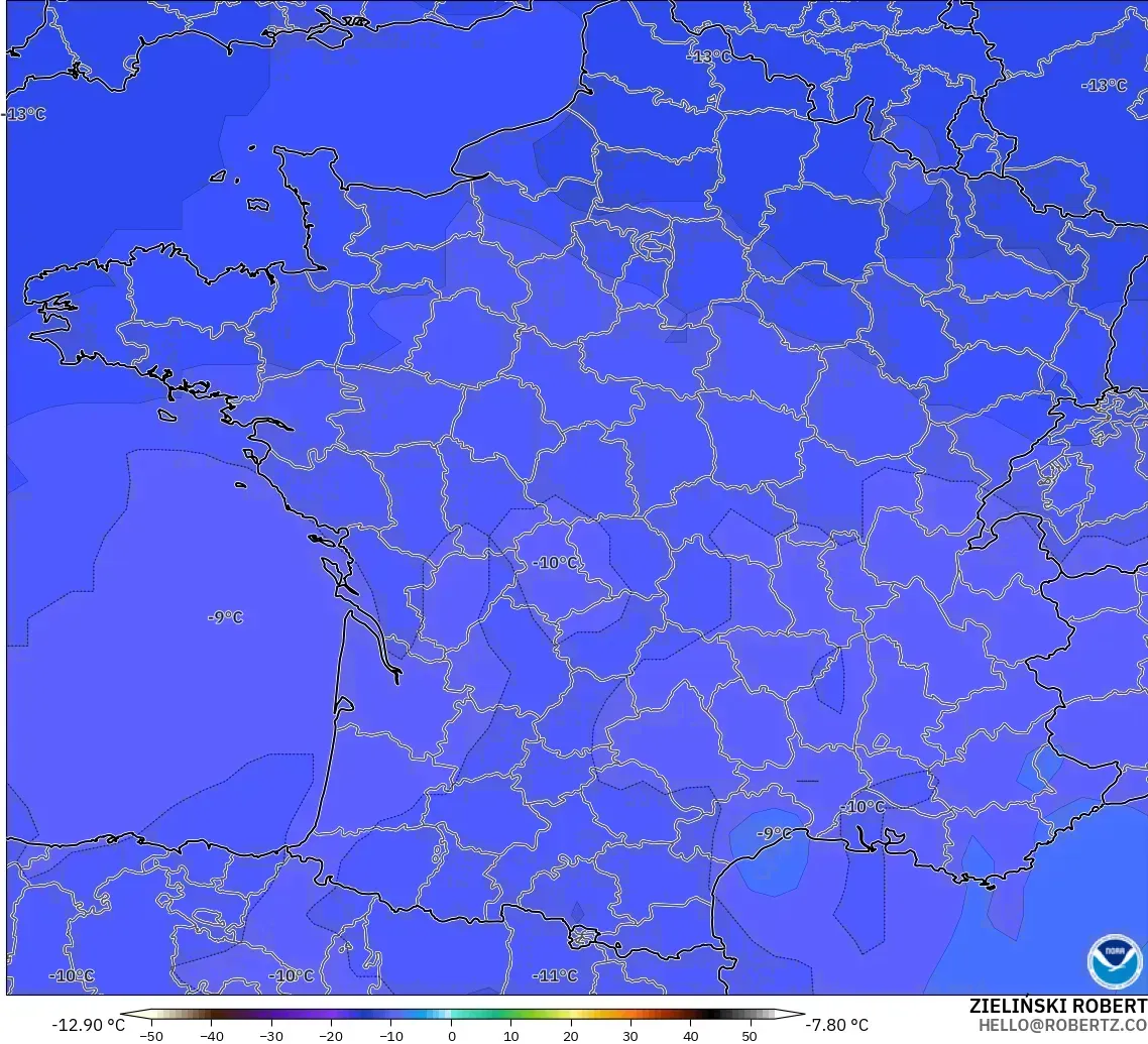 GFS модель - Франция, Температура 500 hPa