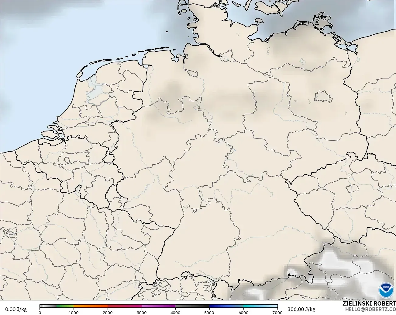 GFS модель - Германия, CAPE