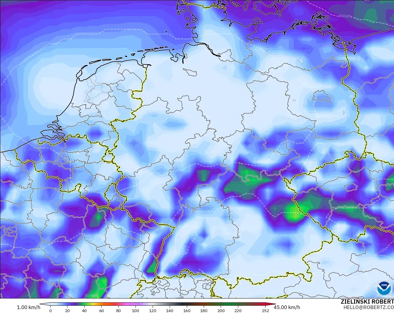 GFS модель - Германия, Екпінді Жел