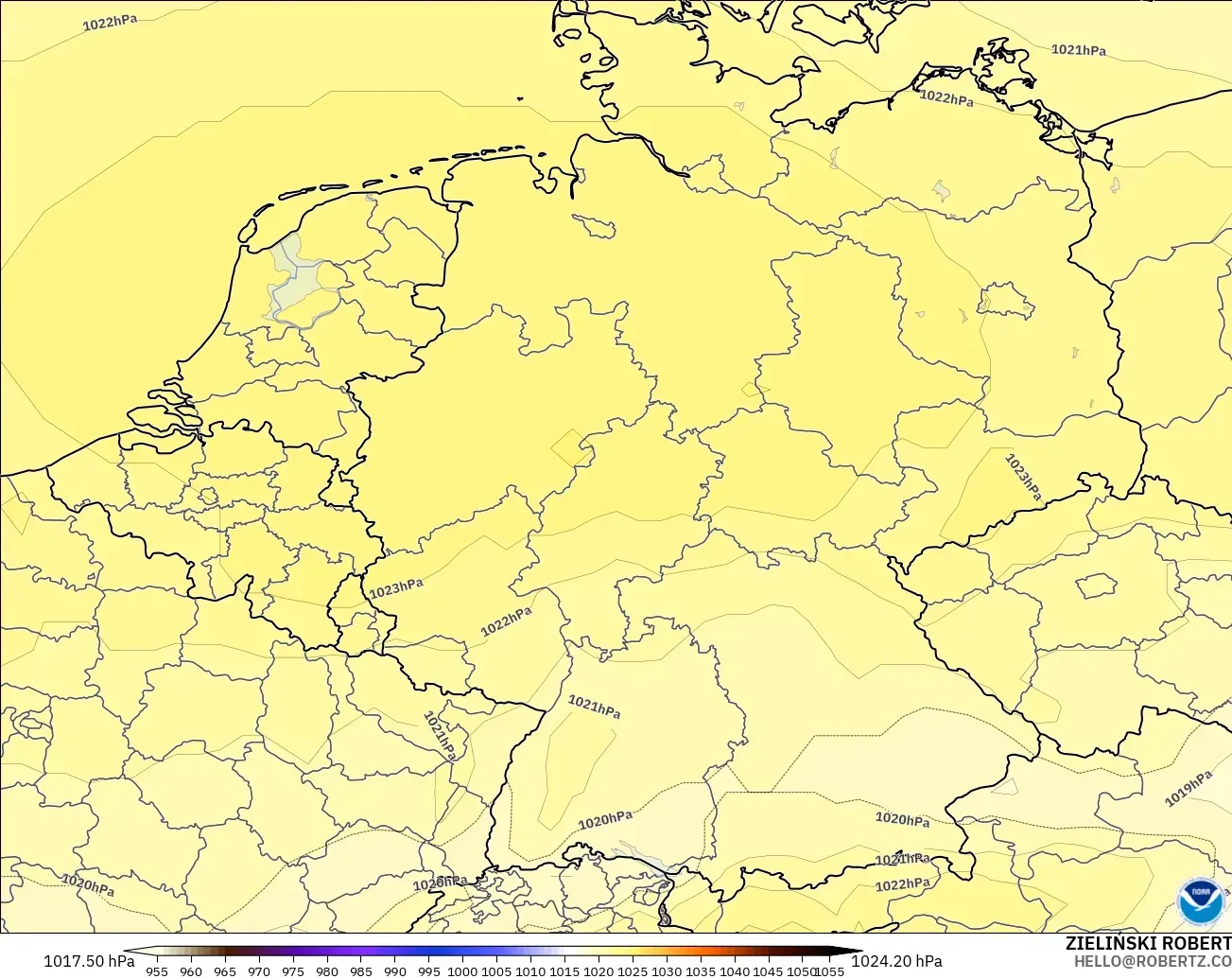 GFS модель - Германия, Қысым