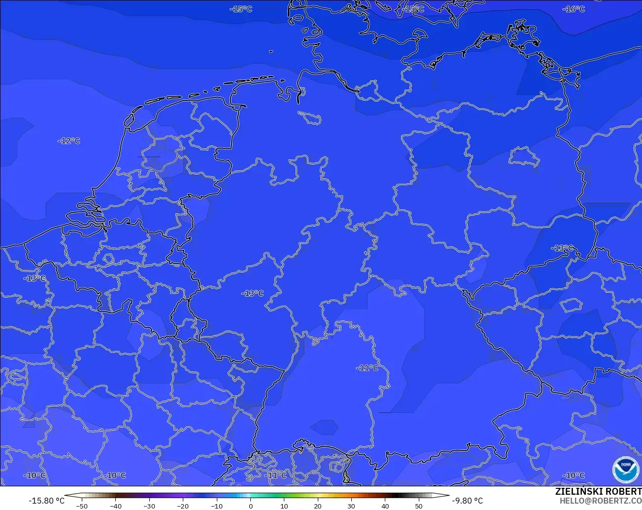 GFS модель - Германия, Температура 500 hPa