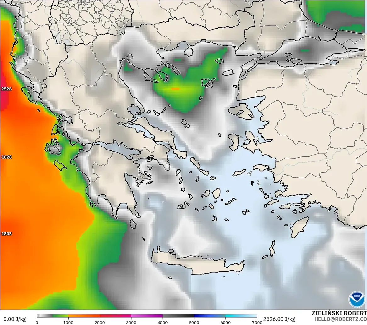 GFS модель - Грекия, CAPE