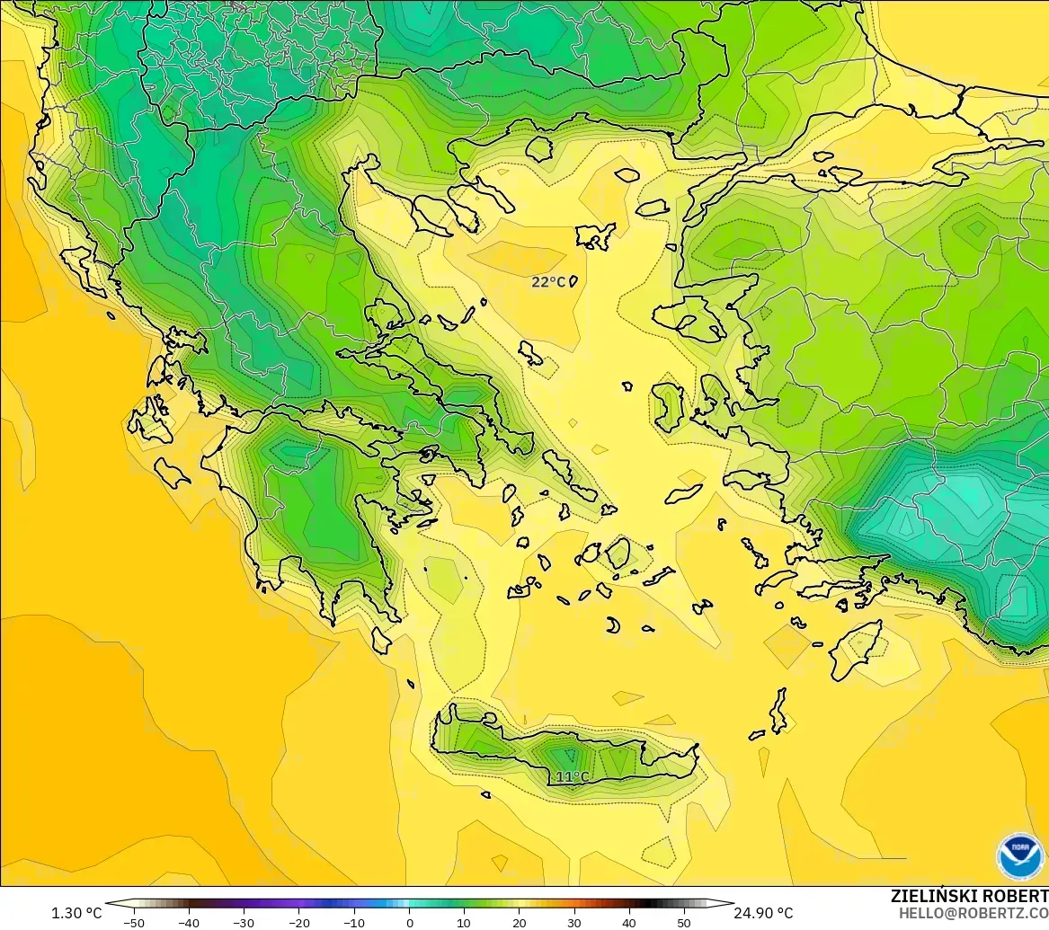 GFS модель - Грекия, Шық Нүктесі 2 м