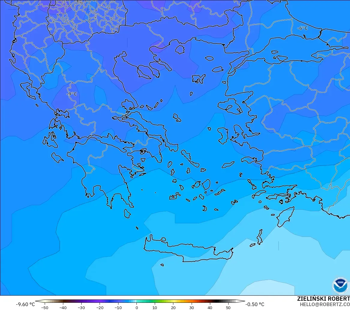 GFS модель - Грекия, Температура 500 hPa