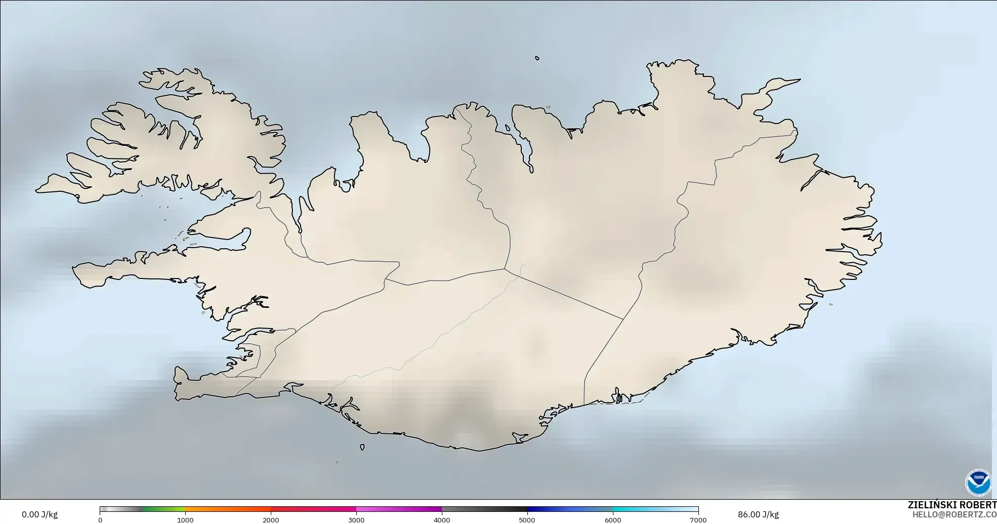GFS модель - Исландия, CAPE