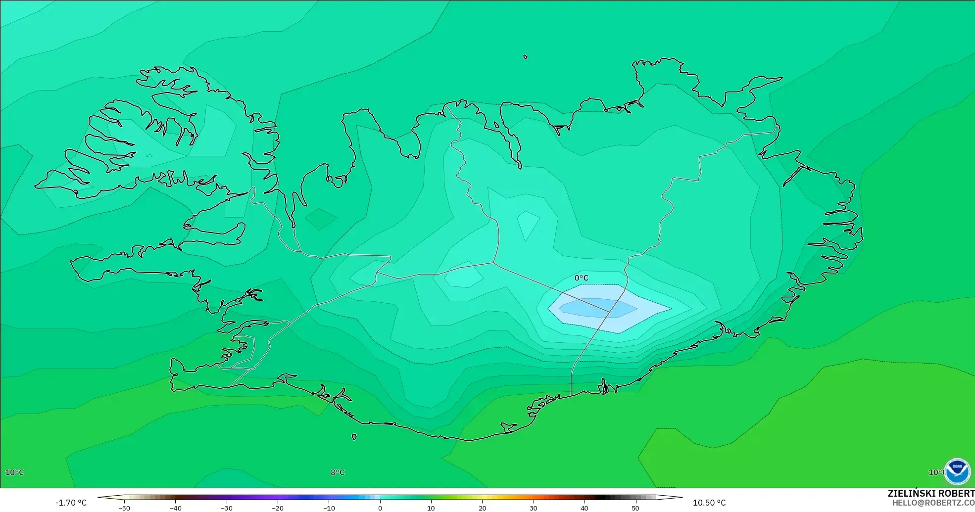 GFS модель - Исландия, Шық Нүктесі 2 м