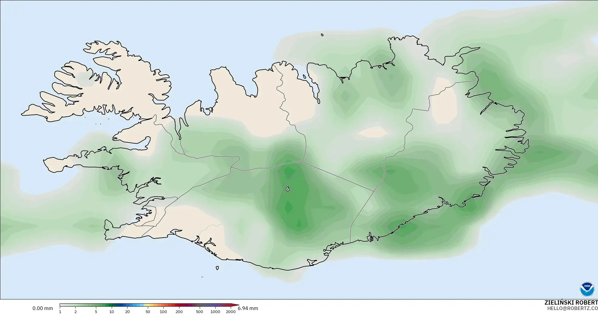 GFS модель - Исландия, Жауын-шашын Жинақталуы