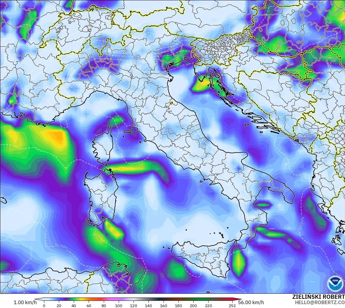 GFS модель - Италия, Екпінді Жел