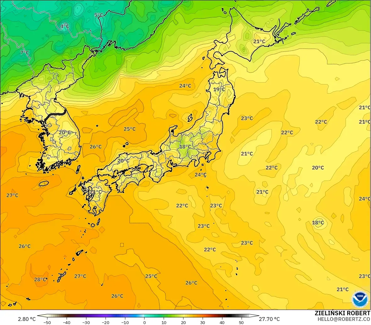 GFS модель - Жапония, Шық Нүктесі 2 м