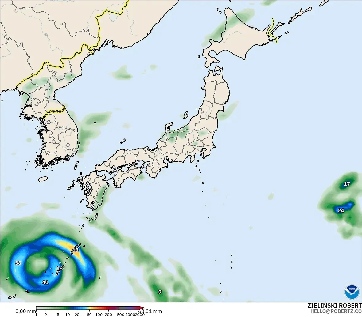 GFS модель - Жапония, Жауын-шашын Жинақталуы