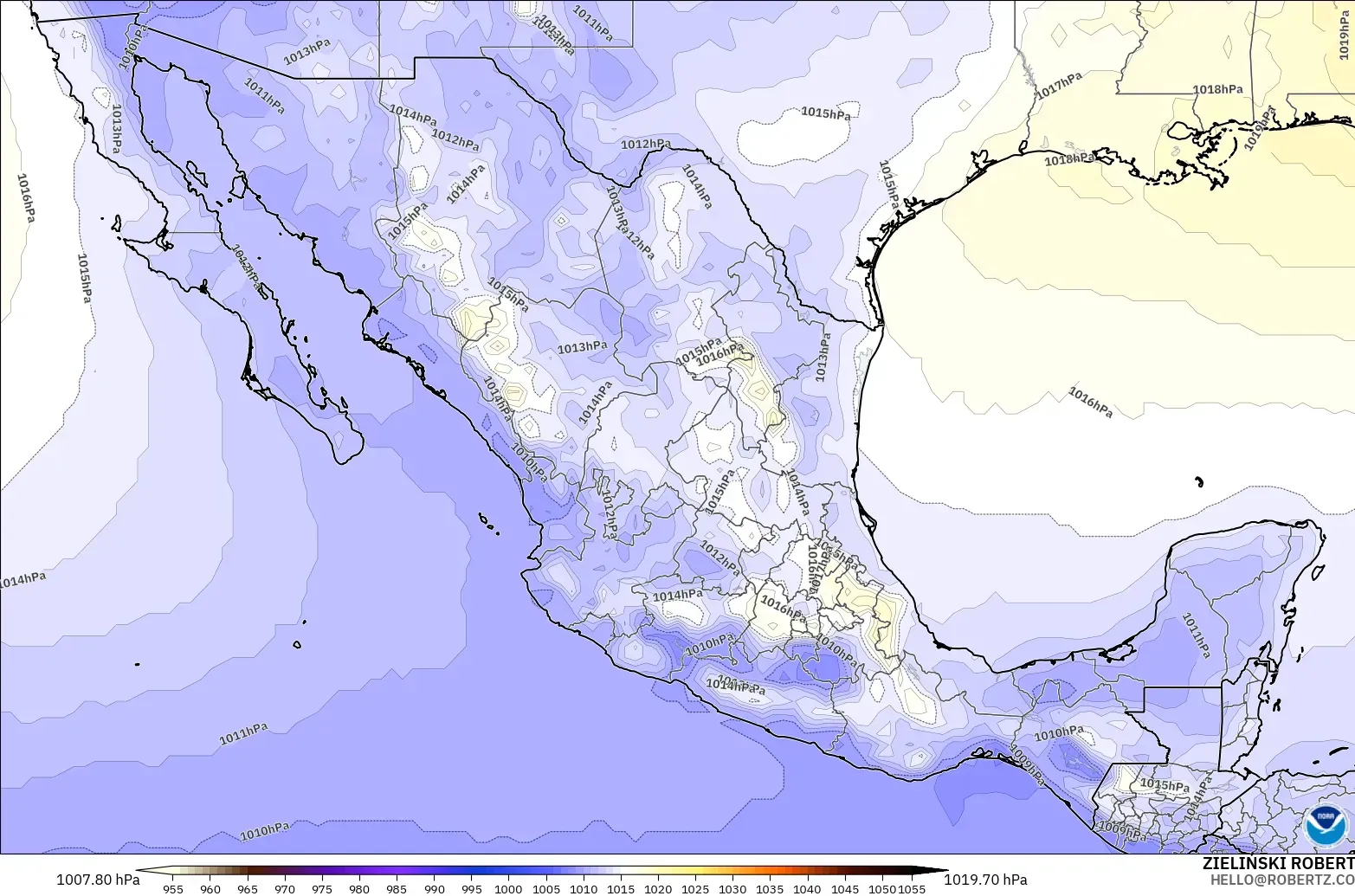 GFS модель - Мексика, Қысым