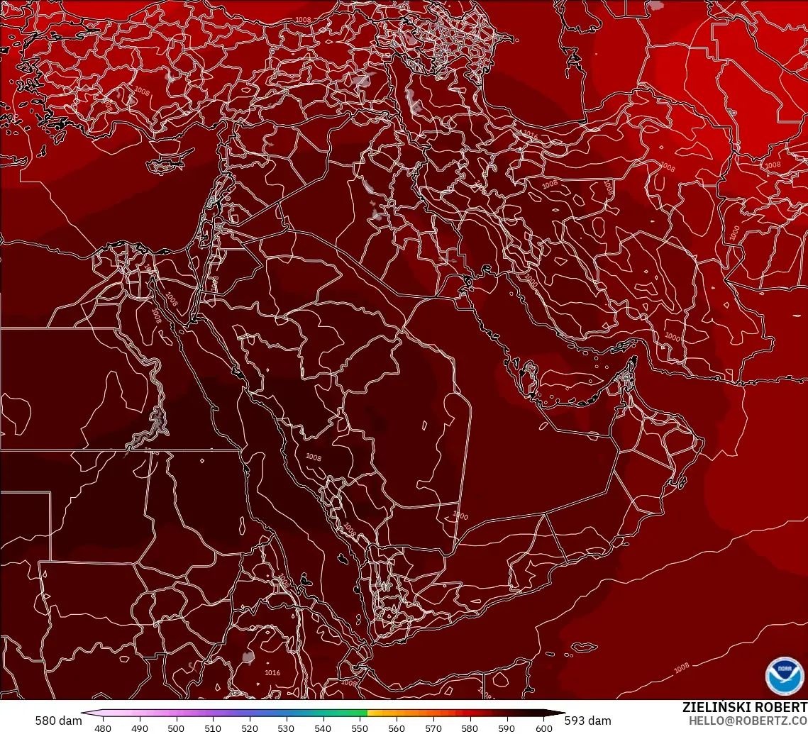 GFS модель - Таяу Шығыс, 500 гПа деңгейіндегі геопотенциал биіктігі
