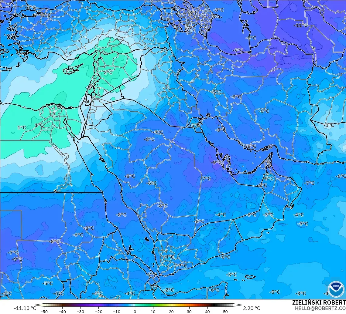 GFS модель - Таяу Шығыс, Температура 500 hPa