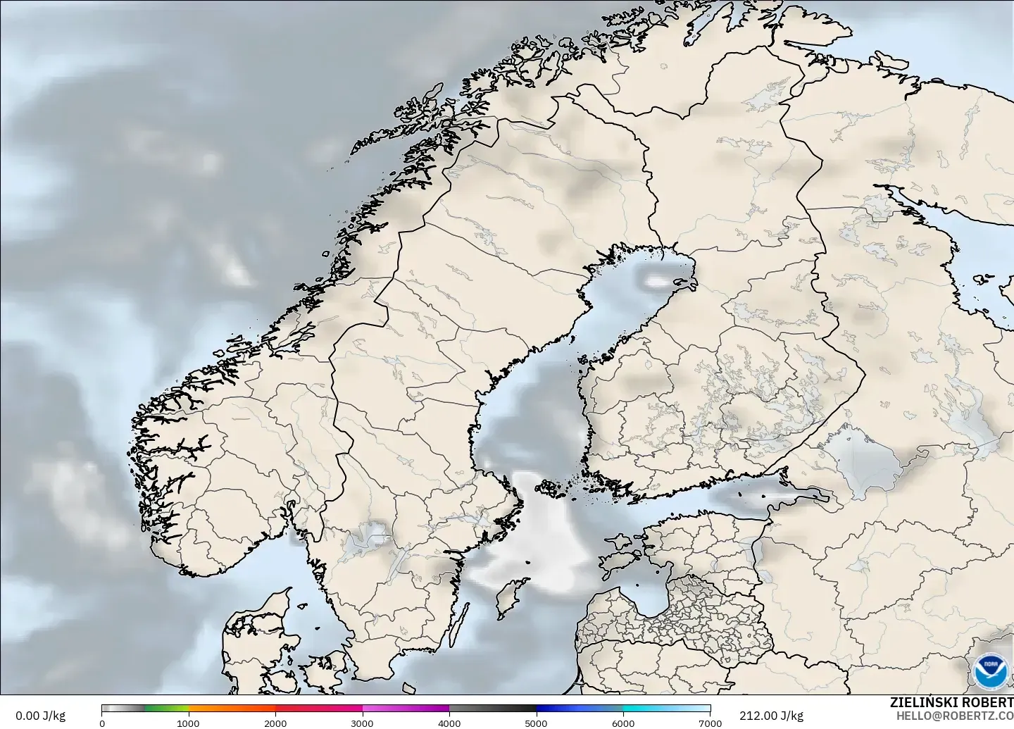 GFS модель - Скандинавия, CAPE