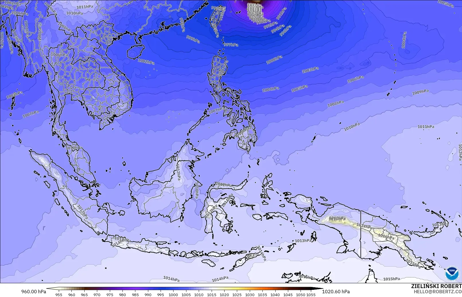 GFS модель - Оңтүстік-Шығыс Азия, Қысым