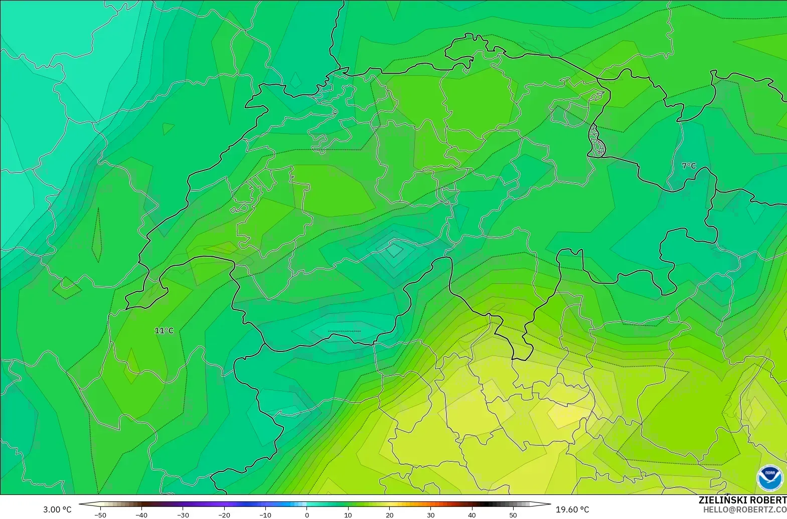 GFS модель - Швейцария, Шық Нүктесі 2 м