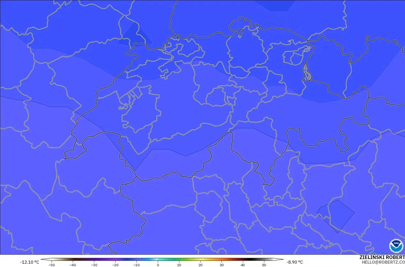 GFS модель - Швейцария, Температура 500 hPa