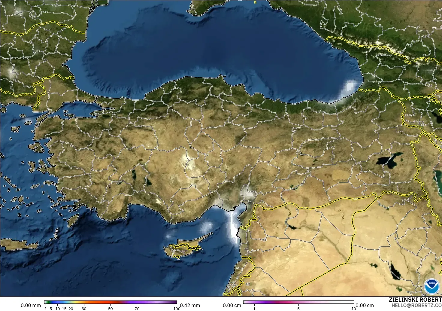 GFS модель - Түркия, Жауын-шашын, Бұлт және Қысым