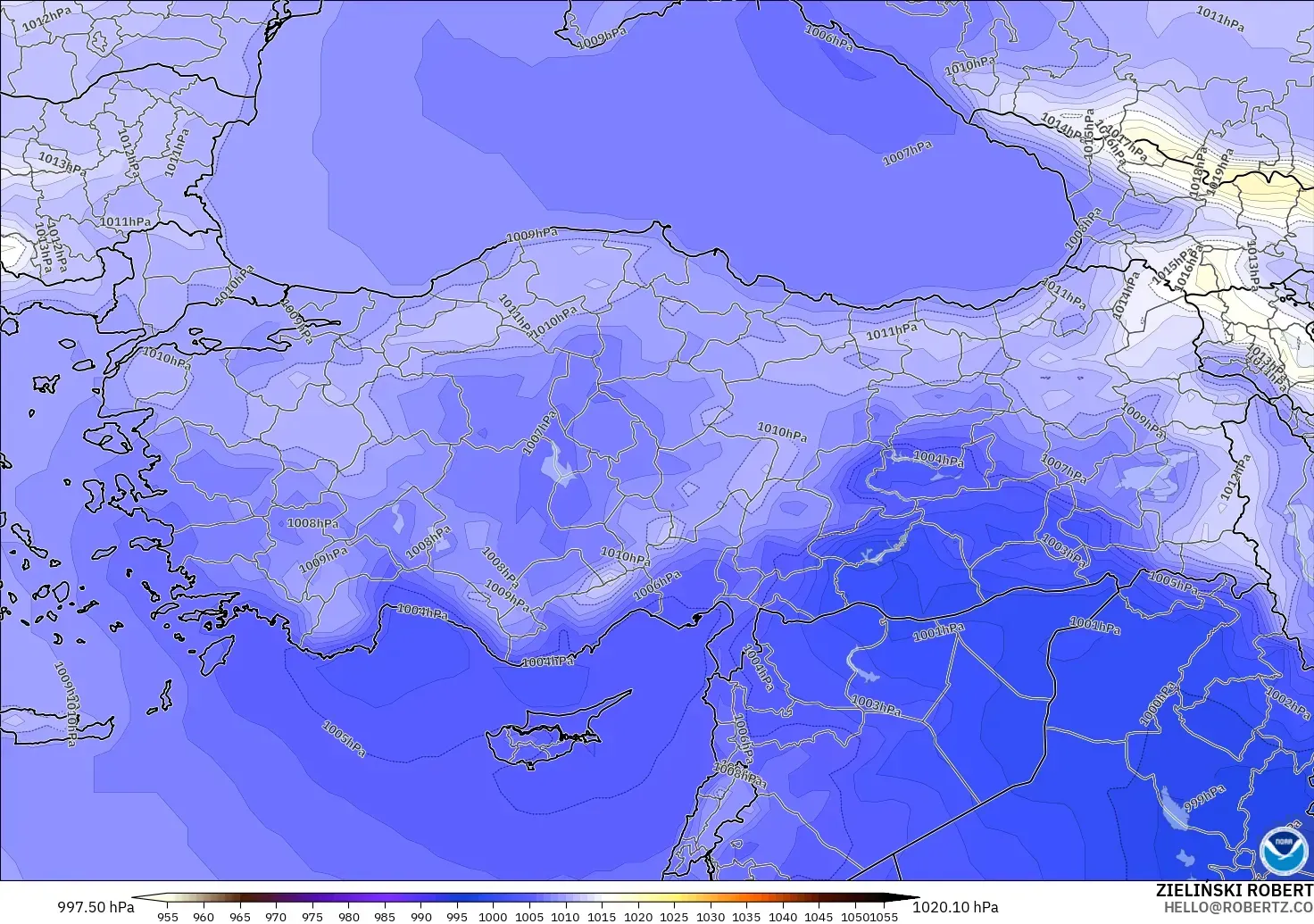 GFS модель - Түркия, Қысым