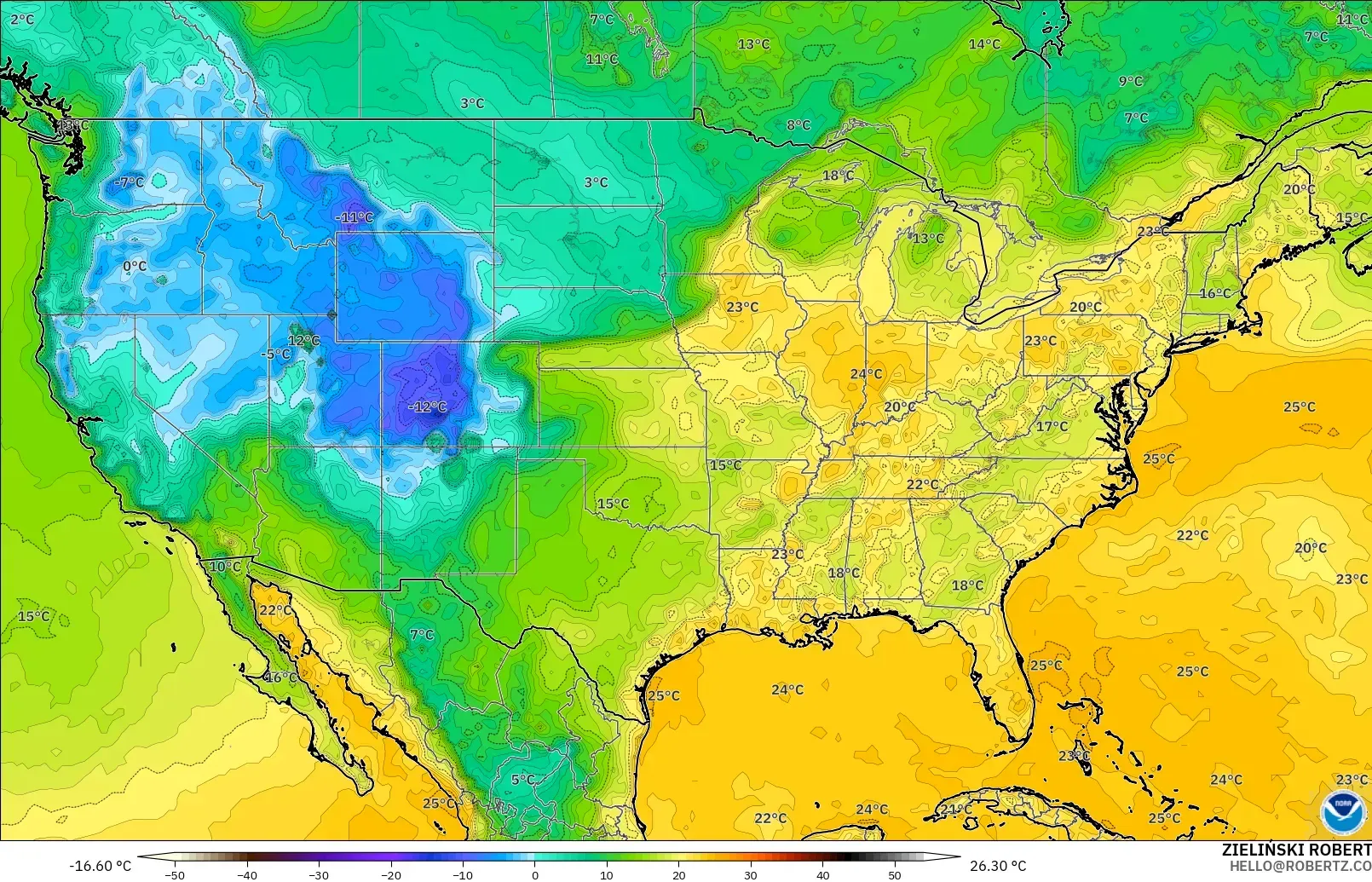 GFS модель - АҚШ, Шық Нүктесі 2 м