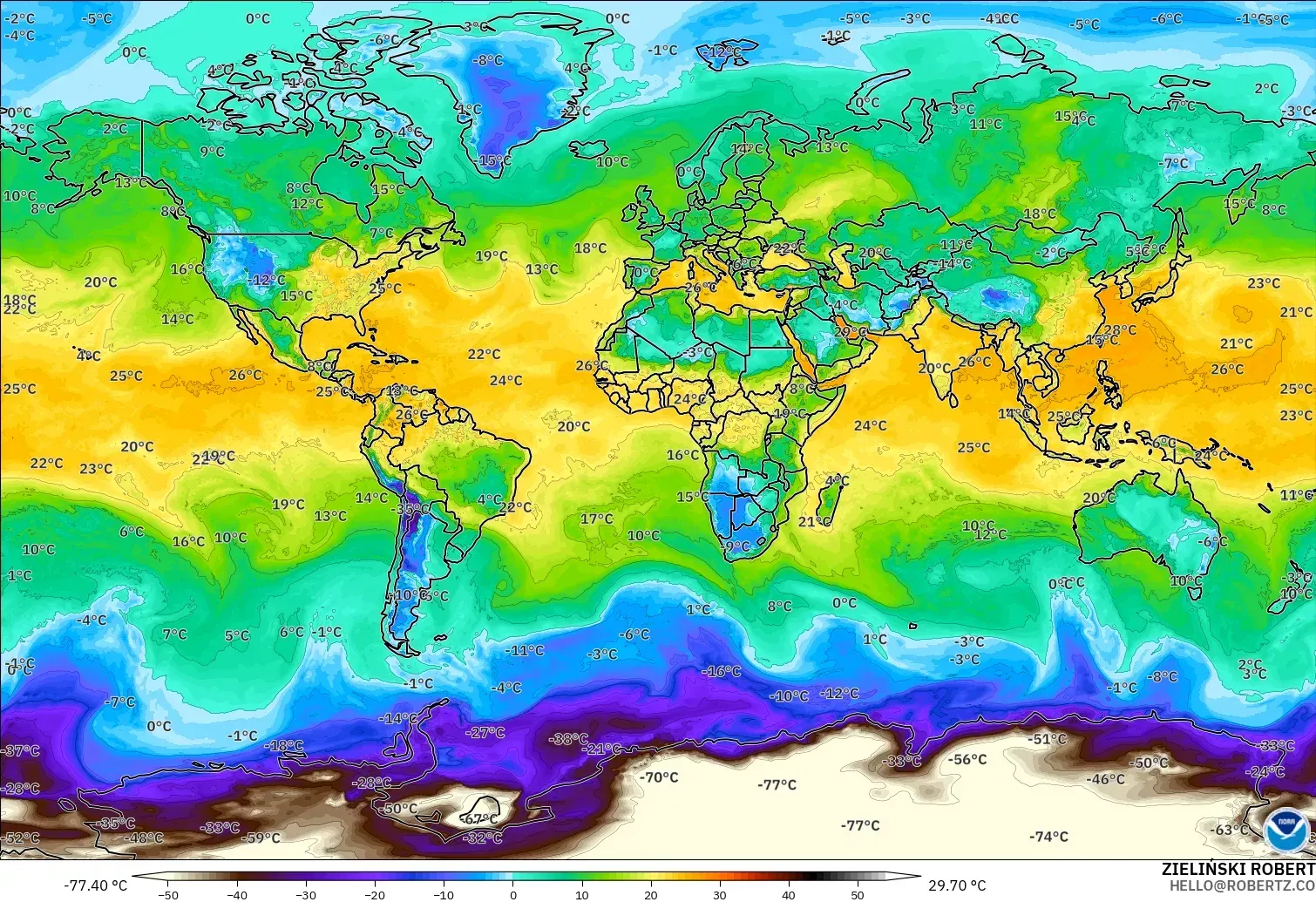 GFS модель - Әлем, Шық Нүктесі 2 м