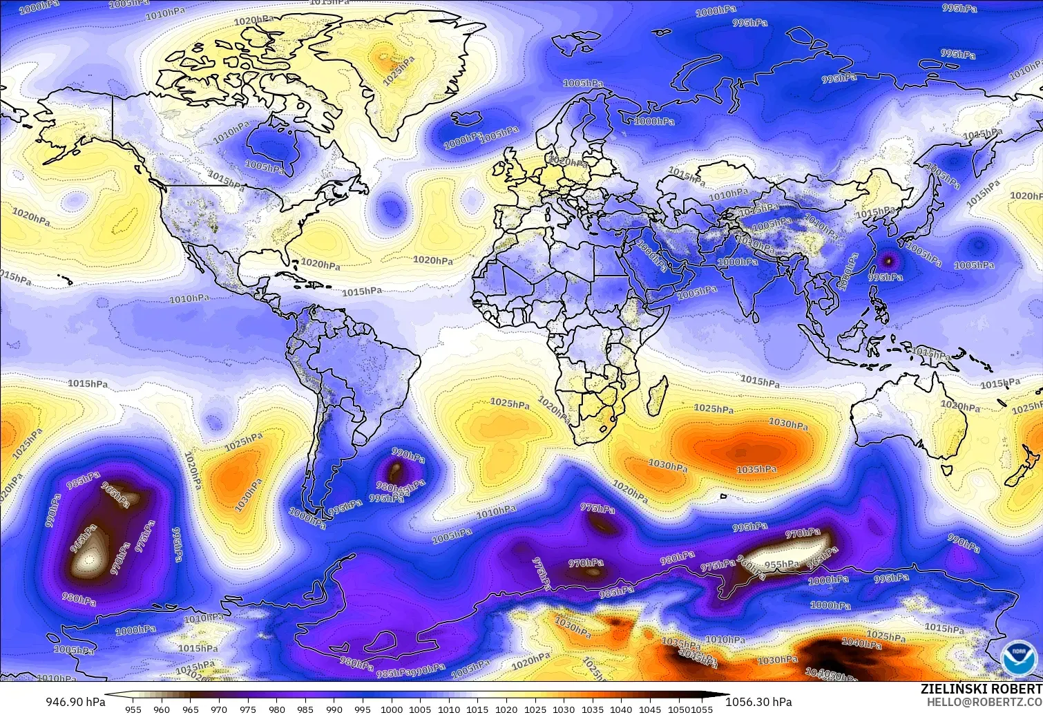 GFS модель - Әлем, Қысым