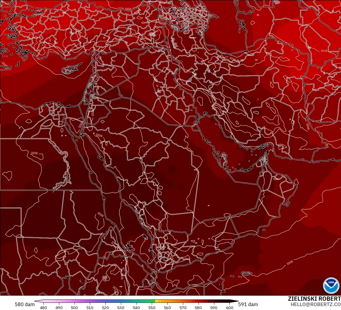 GFS модель - Таяу Шығыс, 500 гПа деңгейіндегі геопотенциал биіктігі