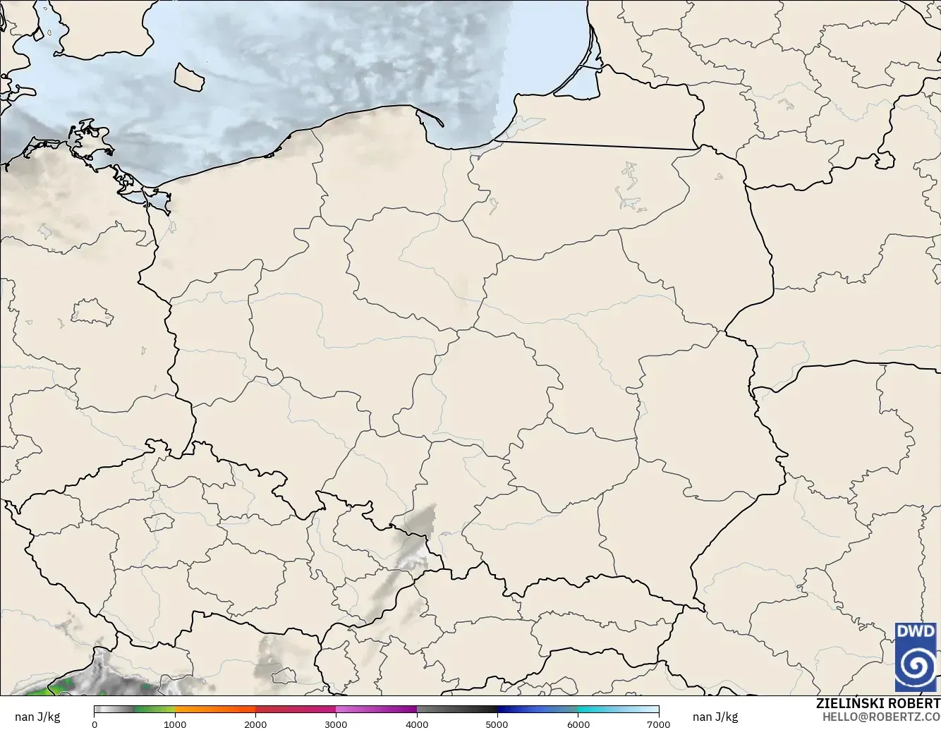ICON Германия 2 км модель - Польша, CAPE