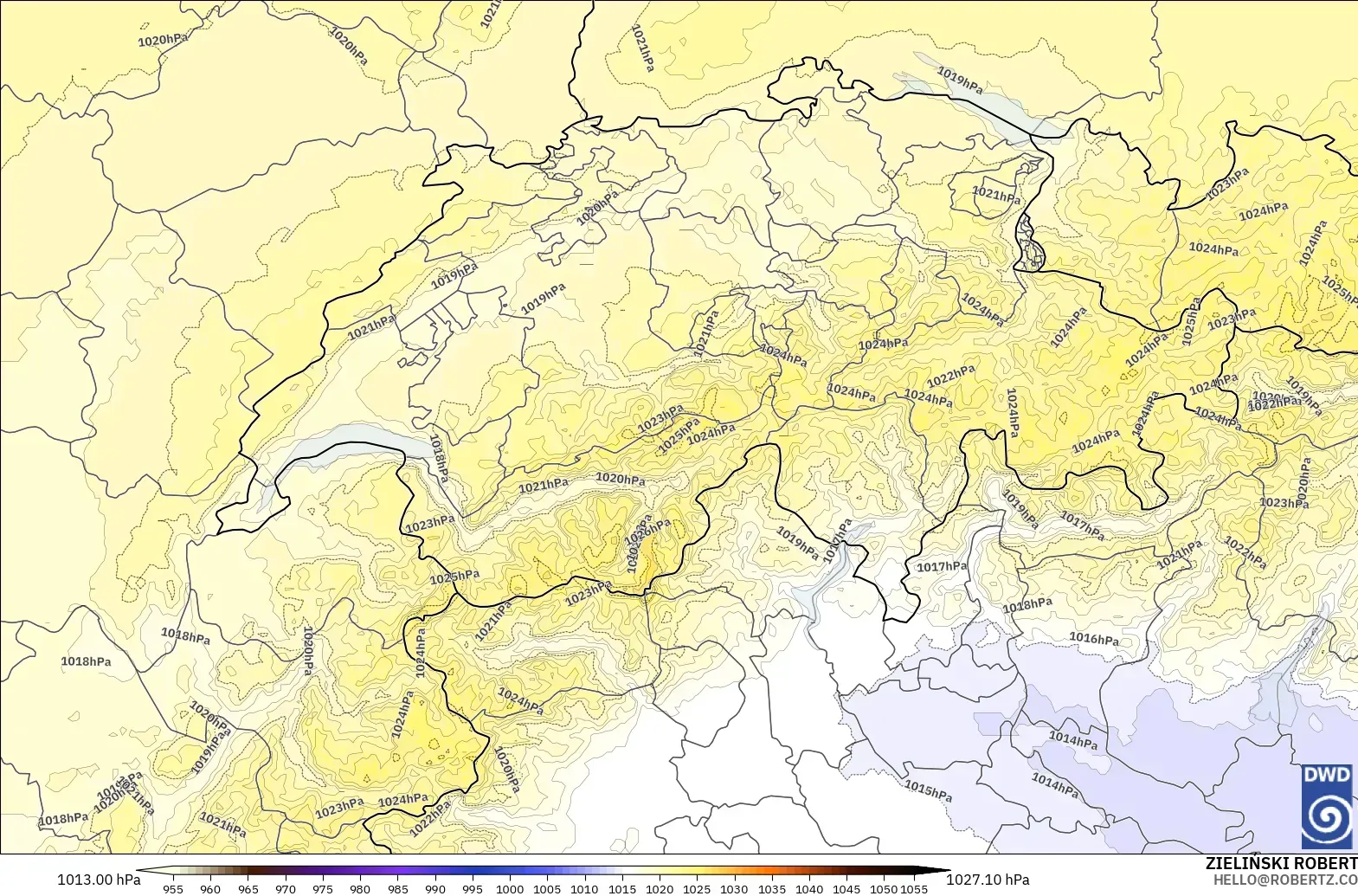 ICON Германия 2 км модель - Швейцария, Қысым
